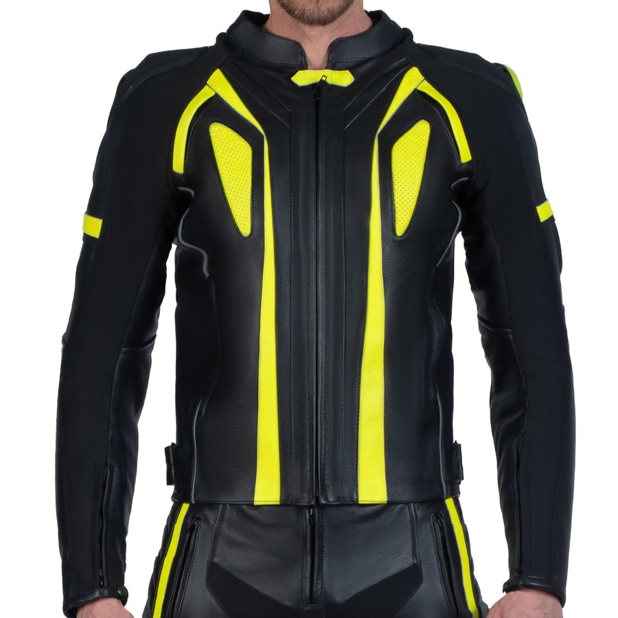 SCORPIO BLACK LIGHT-REFLECTIVE MOTORCYCLE LEATHER JACKET