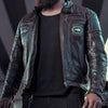 Corelli MG Vivi il momento brown motorcycle racing retro washed off leather jacket, genuine cowhide leather, removable CE protectors, removable inner lining, pockets, YKK zippers, front photo