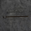 SOHO RETRO GRAY MOTORCYCLE LEATHER JACKET, buffalo leather, ce protected, protectors, removable inner lining, close-up photo