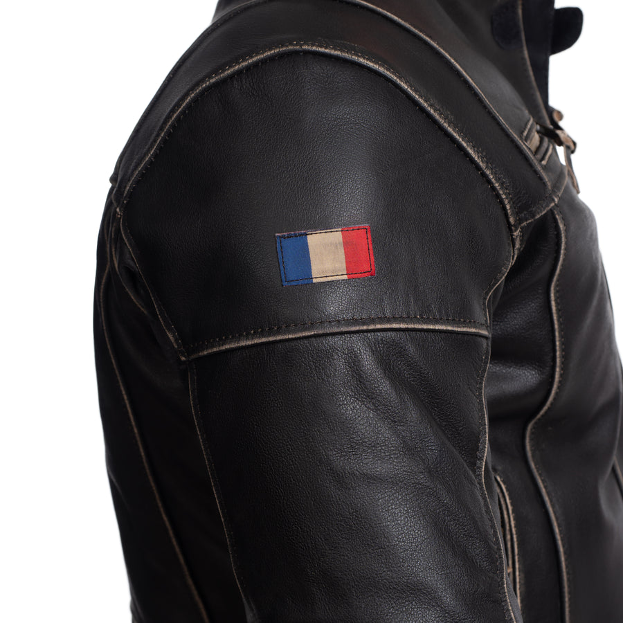 VIVE LA FRANCE RETRO MOTORCYCLE LEATHER JACKET