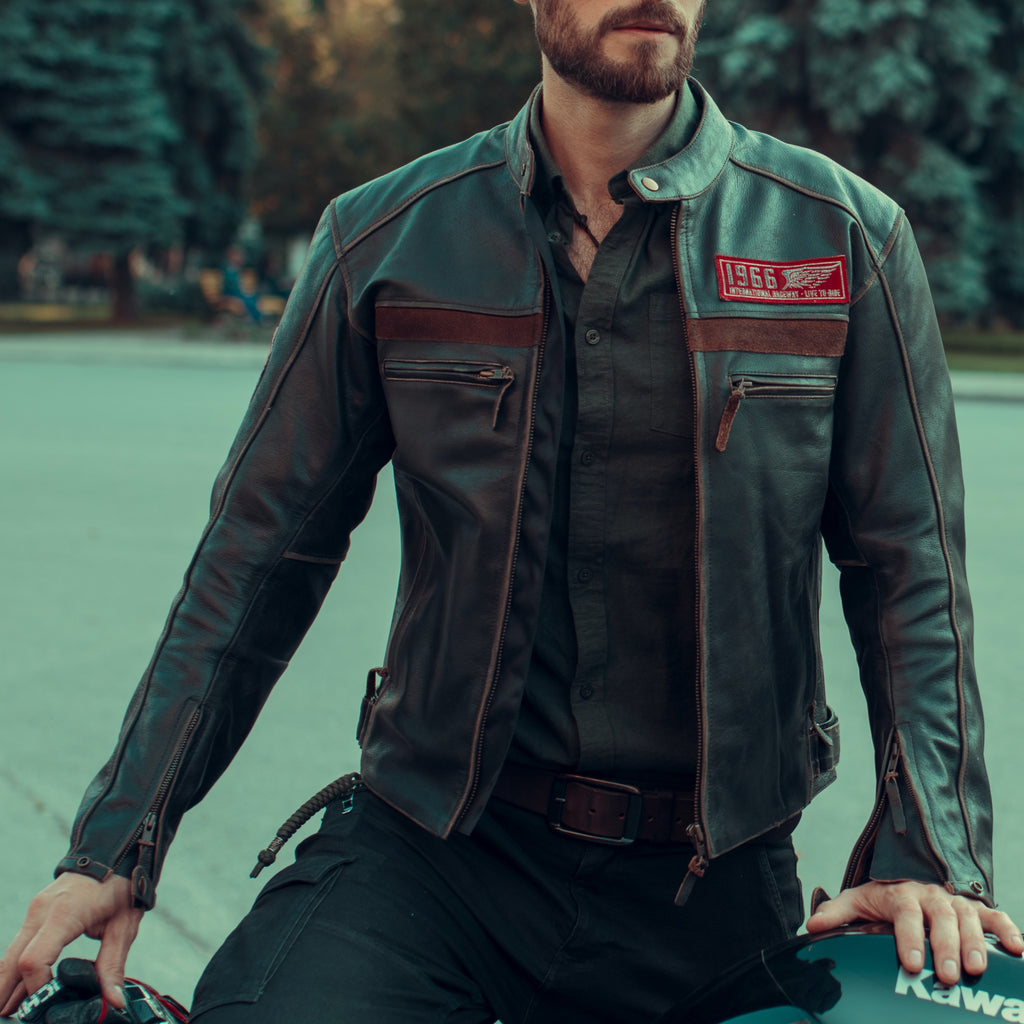 HERITAGE RETRO MOTORCYCLE LEATHER JACKET