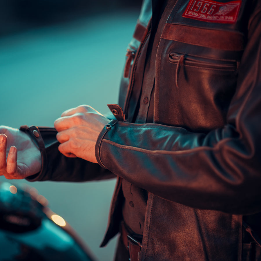 HERITAGE RETRO MOTORCYCLE LEATHER JACKET