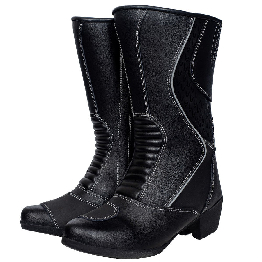 Arrow Women Motorcycle Leather Boots, lightweight, cowhide, black, waterproof