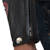 Corelli MG Tokyo Nippon Vintage Fully-Protected Biker Leather Jacket, cowhide leather, CE protectors, perforated leather, motorcycle, close-up photo