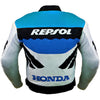 Honda Repsol racing textile jacket (COLLECTIBLE), blue, white, black, removable CE protectors, removable inner lining, genuine cowhide leather, YKK zippers, pockets, back photo