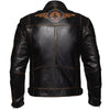 Corelli MG Vivi il momento brown motorcycle racing retro washed off leather jacket, genuine cowhide leather, removable CE protectors, removable inner lining, pockets, YKK zippers, back photo