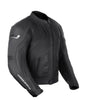 Corelli MG Transporter black motorcycle racing leather jacket, genuine cowhide leather, removable CE protectors, removable inner lining, pockets, YKK zippers, close-up photo