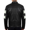 Corelli MG adrenaline black ivory motorcycle racing leather jacket, genuine cowhide leather, removable CE protectors, removable inner lining, pockets, YKK zippers, back photo