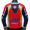 Corelli MG Miami racing team motorcycle textile protected jacket, removable CE protectors, mesh, cordura, removable inner lining, blue, red, orange, YKK zippers, pockets, front photo