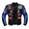 Corelli MG Pit Bull blue black motorcycle leather jacket, cowhide leather, racing, YKK zippers, removable CE protectors, removable inner lining, pockets, open photo