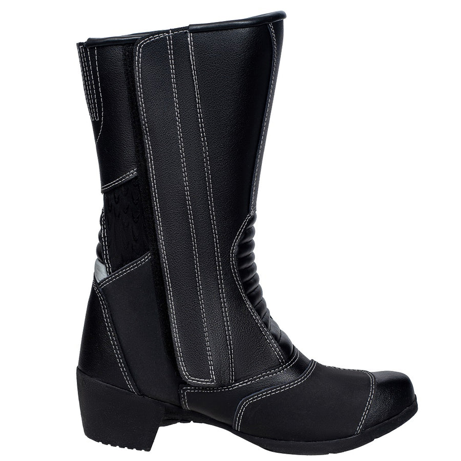 Arrow Women Motorcycle Leather Boots, lightweight, cowhide, black, waterproof