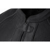 Corelli MG Transporter black motorcycle racing leather jacket, genuine cowhide leather, removable CE protectors, removable inner lining, pockets, YKK zippers, close-up photo
