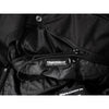 Corelli MG Storm black motorcycle racing textile pants, removable CE protectors, removable inner lining, mesh, cordura, YKK zippers, pockets, close-up photo