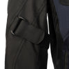 Corelli MG Rocket blue black motorcycle textile jacket, mesh, cordura racing, YKK zippers, removable CE protectors, removable inner lining, pockets, close-up photo