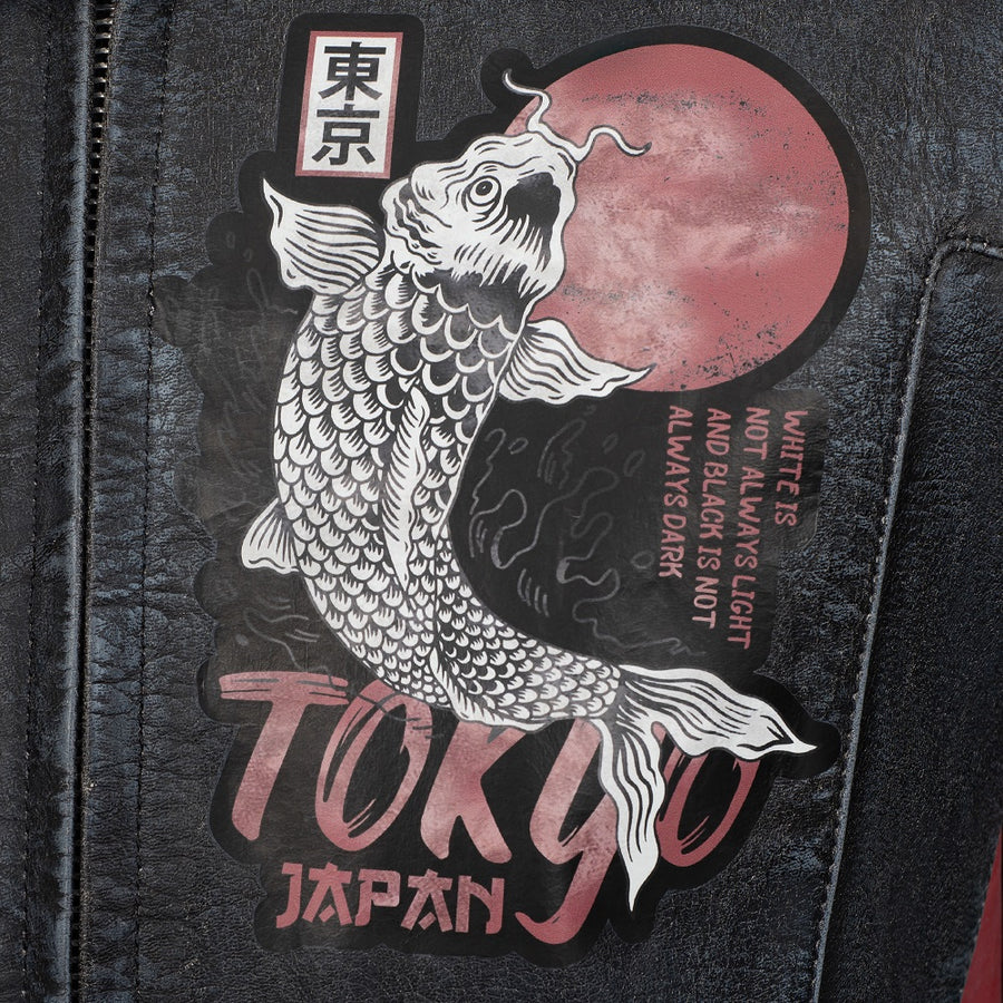 Corelli MG Tokyo Nippon Vintage Fully-Protected Biker Leather Jacket, cowhide leather, CE protectors, perforated leather, motorcycle, close-up photo