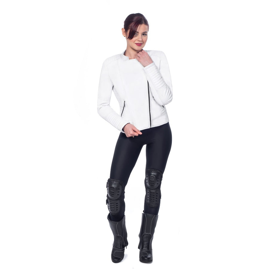 MORENA ARMORED WOMEN'S MOTORCYCLE LEATHER JACKET, CE protectors, cowhide leather