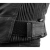 Corelli MG Transporter black motorcycle racing leather jacket, genuine cowhide leather, removable CE protectors, removable inner lining, pockets, YKK zippers, close-up photo