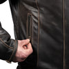 corelli mg adventure motorcycle retro vintage leather jacket close-up photo 